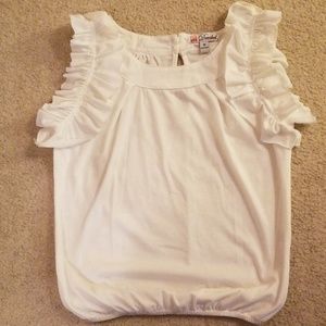 White Ruffled Sleeve Top